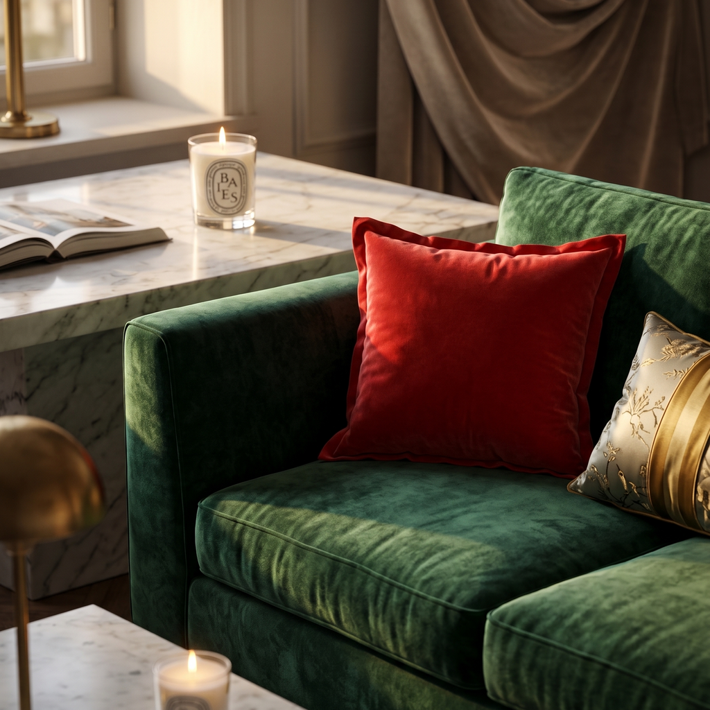 Cuscino in Velluto Rosso Luxury: Home Decor di Design Elegante
