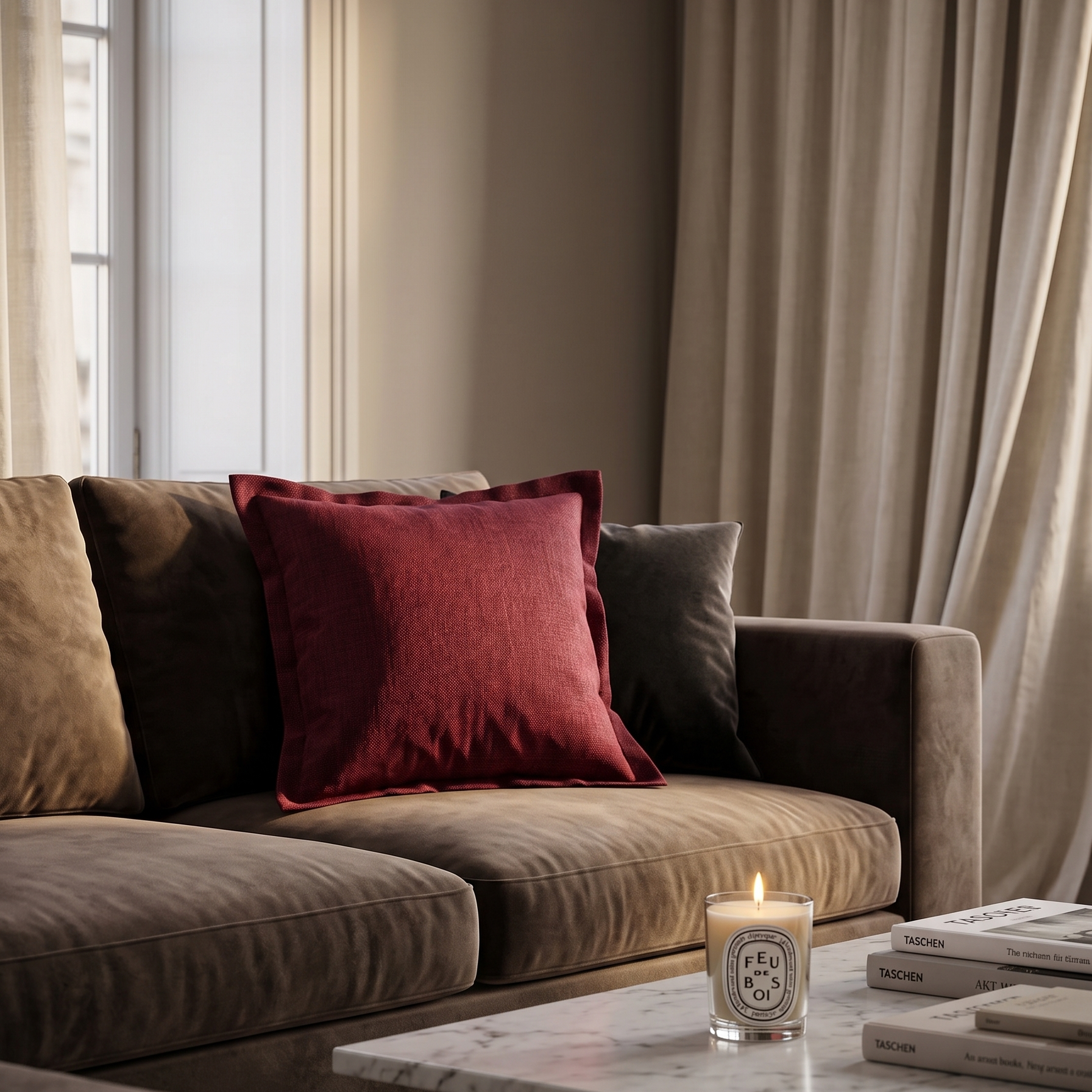 Cuscino Bordeaux in Cotone : Lusso e Design per il tuo Salotto