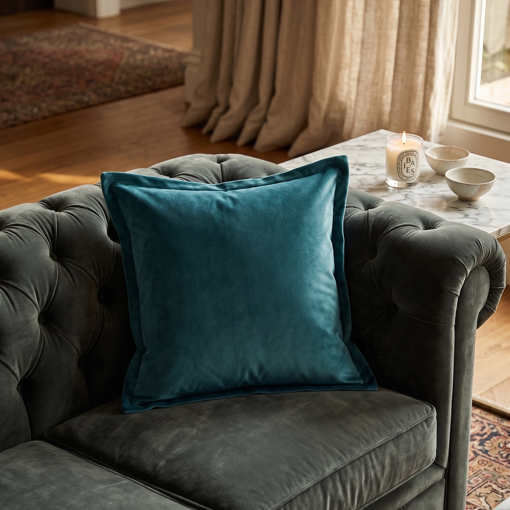 Cuscino Velluto Verde Ottanio | Home Decor di Lusso per Salotto