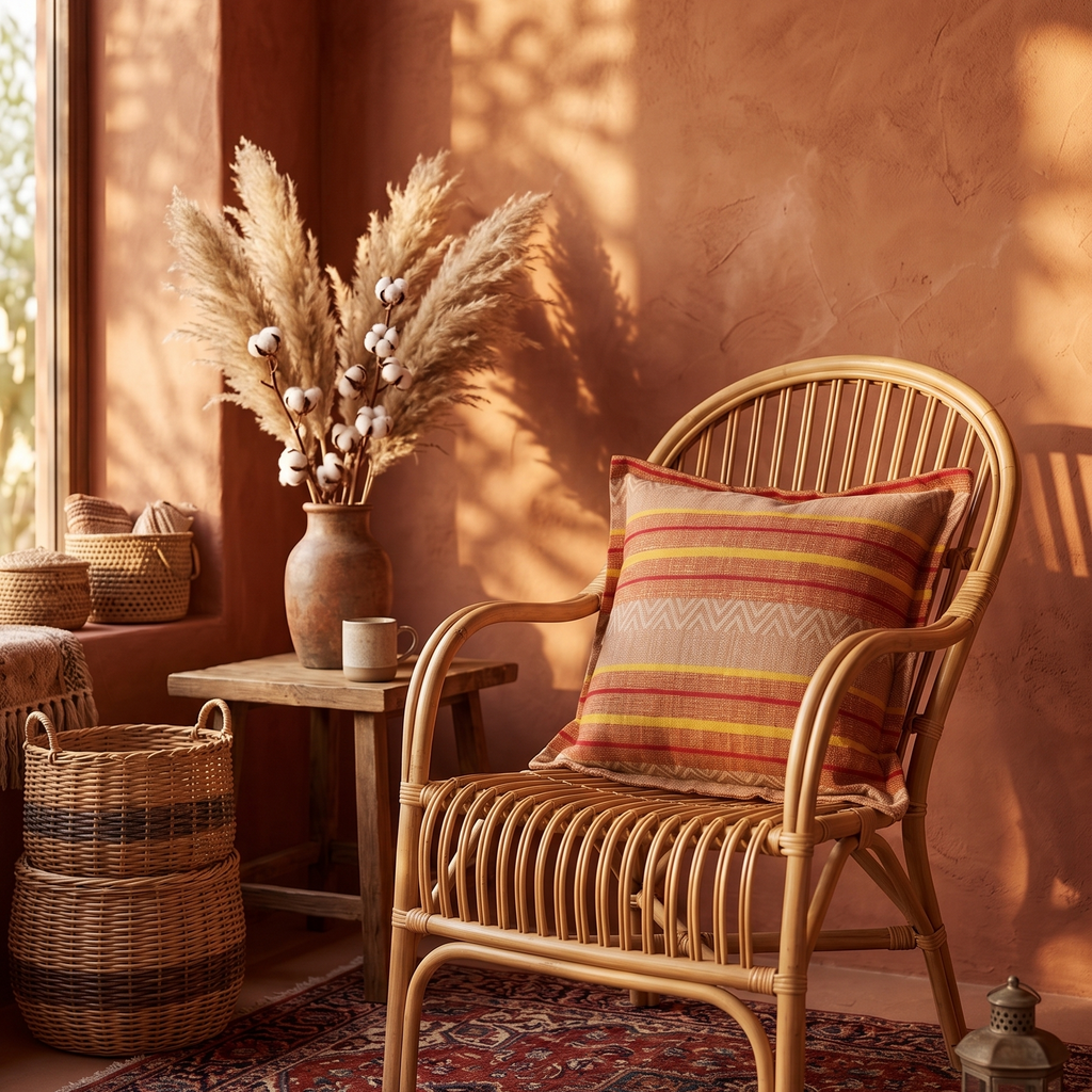 Cuscino Boho Chic Terracotta: Home Decor Etnico per Arredo Salotto