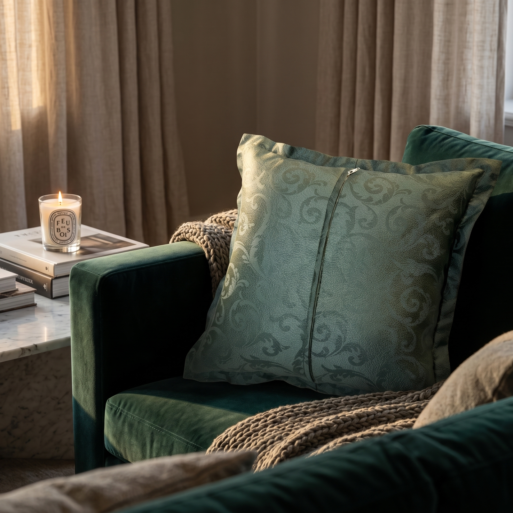 Cuscino Design Damascato Verde | Elegante Home Decor Salotto