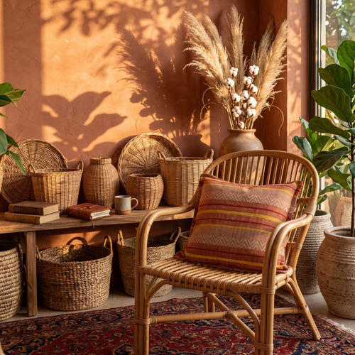Cuscino Boho Chic Terracotta: Home Decor Etnico per Arredo Salotto