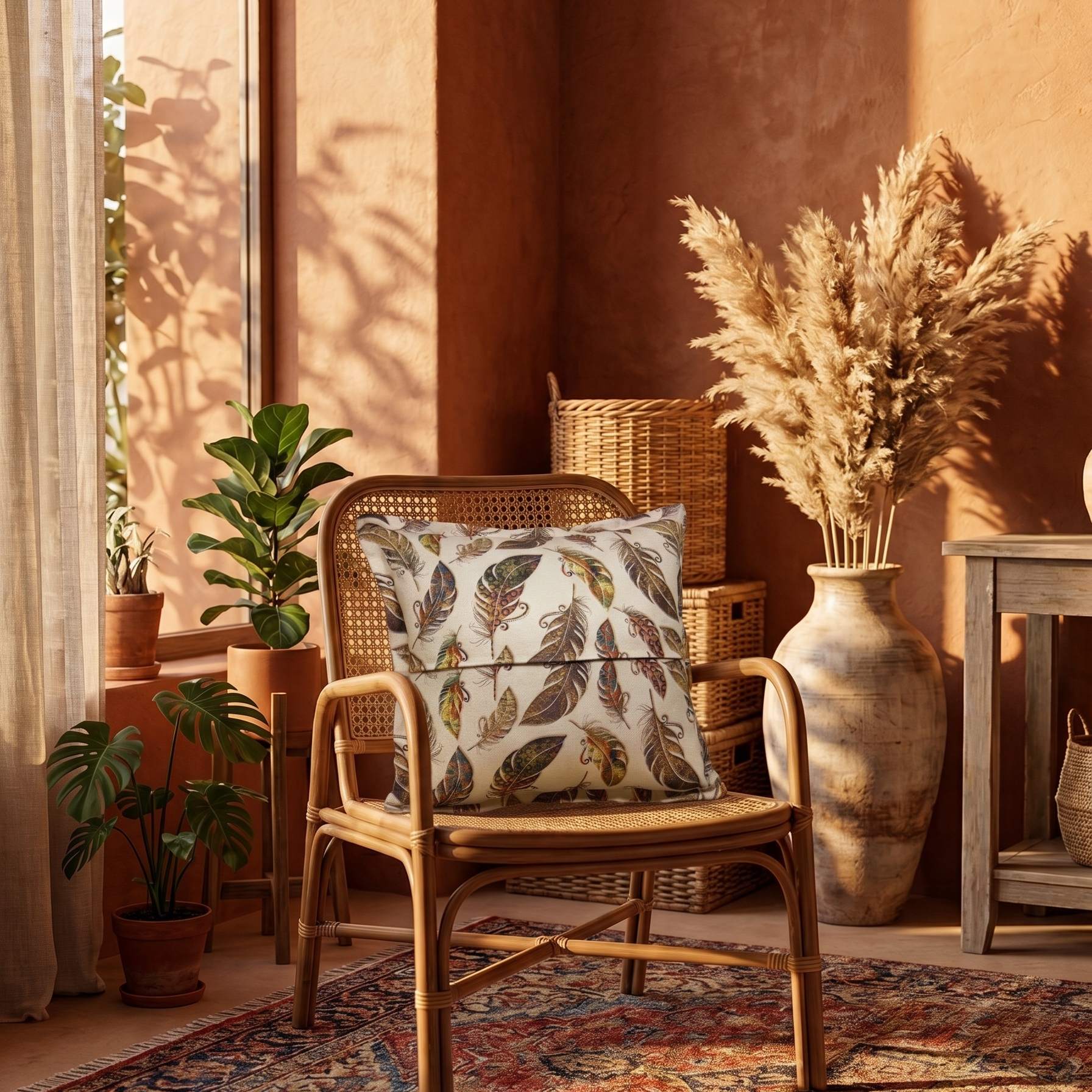 Cuscino Divano Elegante Piume | Stile Boho e Cozy