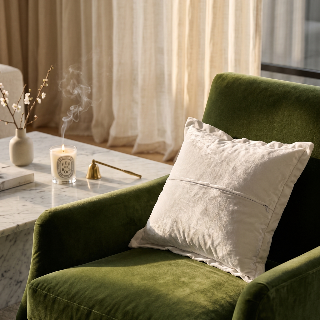 Cuscino in Velluto Bianco: Lusso e Design per Arredo Salotto