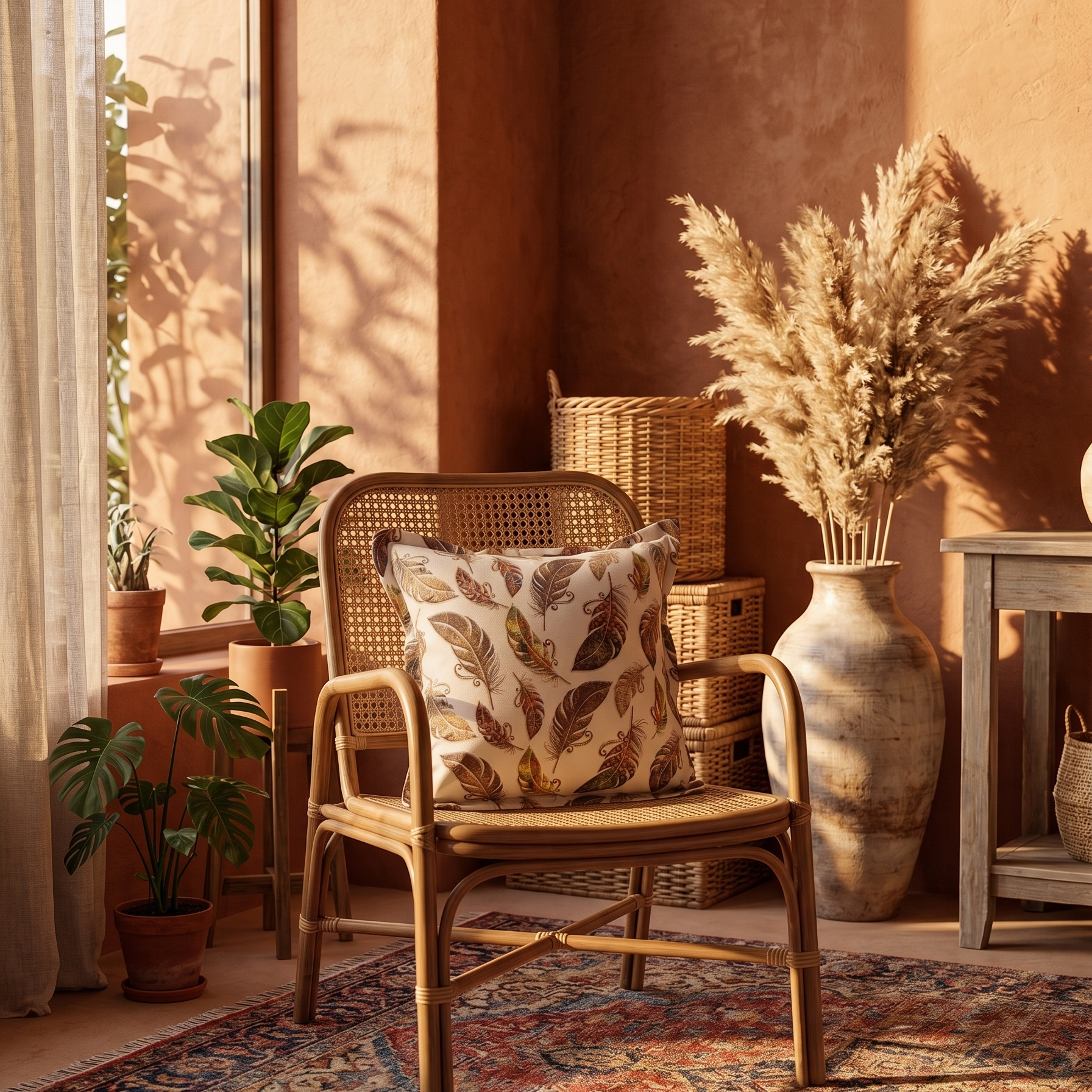 Cuscino Divano Elegante Piume | Stile Boho e Cozy