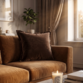 Cuscino Arredo Salotto in Velluto Marrone | Design Lusso