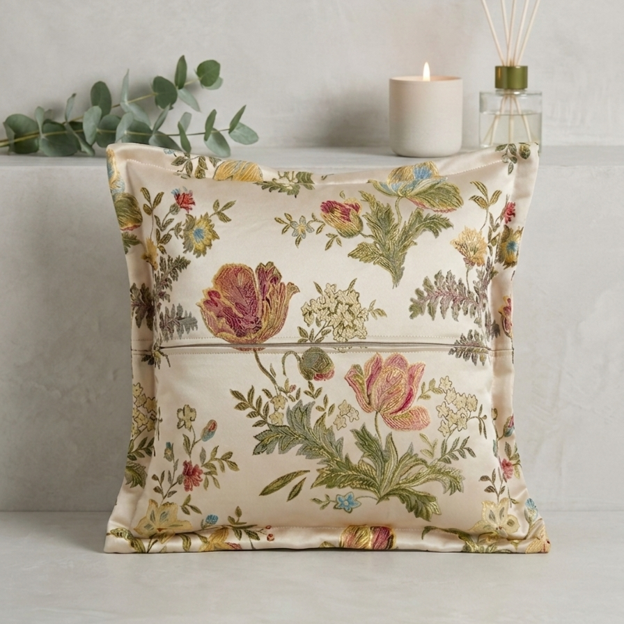 Cuscino floreale beige elegante (varie misure)