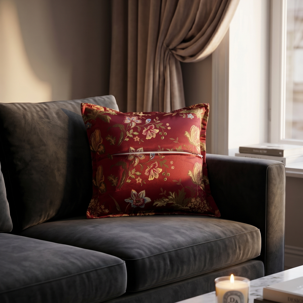 Cuscino Elegante Floreale, Design Cozy Chic per Camera e Divano